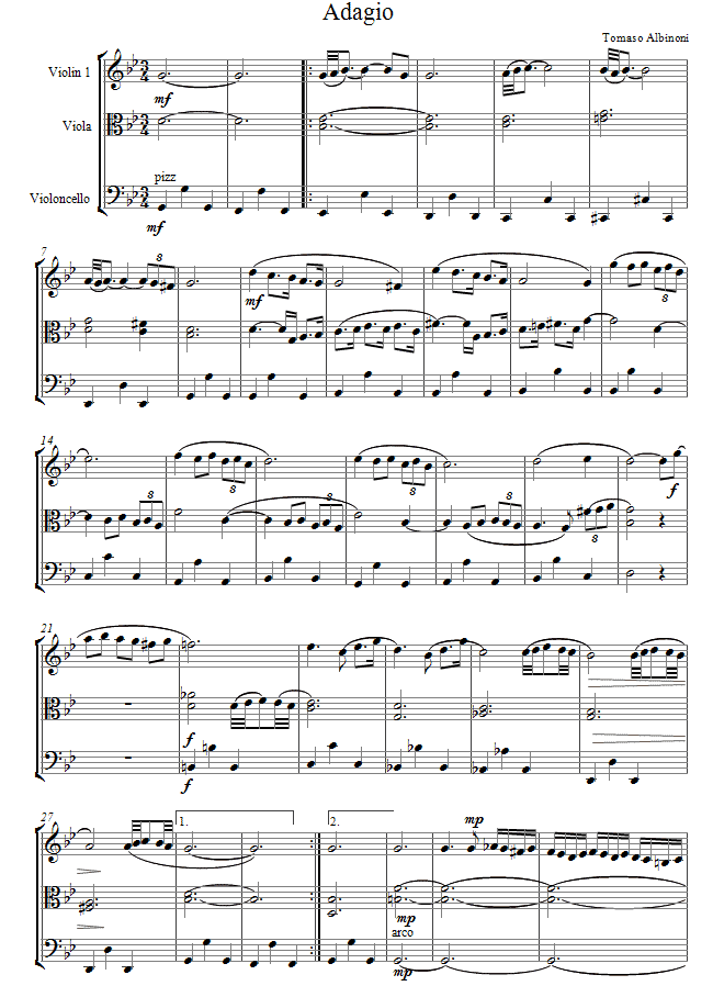 Albinoni - Adagio sheet music for String trio Albinoni - Adagio sheet music for String trio