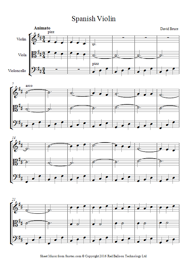 David Bruce Spanish Violin sheet music for String trio