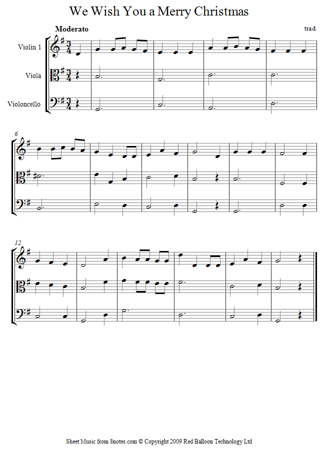 We Wish You a Merry Christmas sheet music for String trio We Wish You a Merry Christmas sheet music for String trio