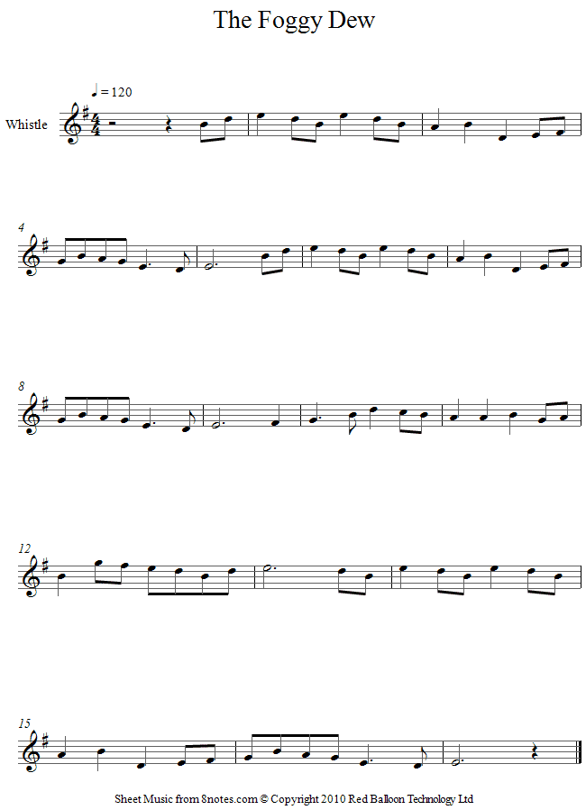 The Foggy Dew sheet music for Tin Whistle The Foggy Dew sheet music for Tin Whistle