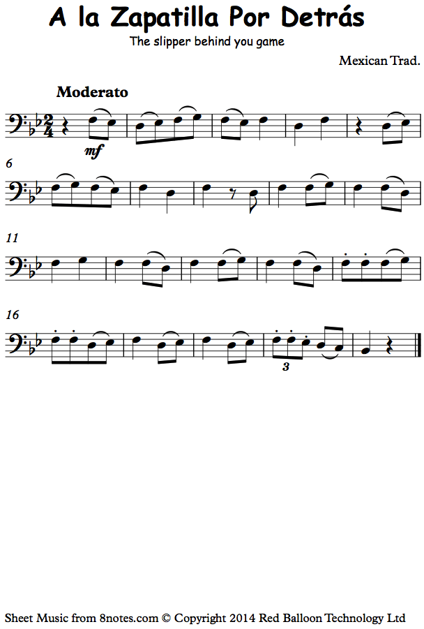 A la Zapatilla Por Detras (traditional Mexican) sheet music for