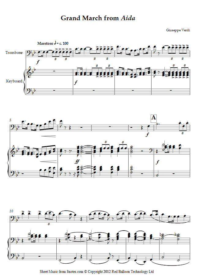 Verdi - Grand March from Aida sheet music for Trombone Verdi - Grand March from Aida sheet music for Trombone