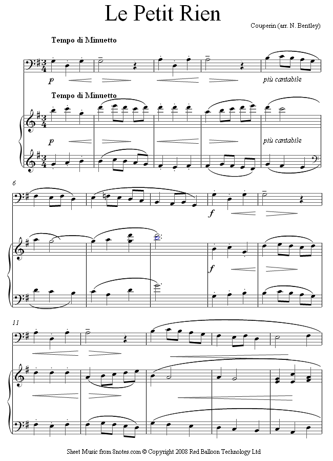 Couperin - Le Petit Rien sheet music for Trombone Couperin - Le Petit Rien sheet music for Trombone