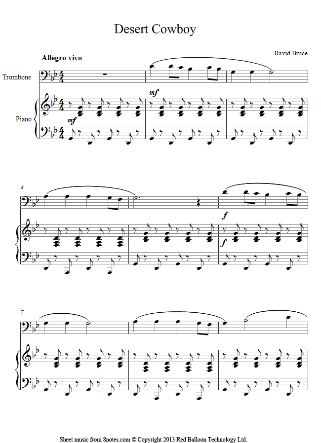 David Bruce - Desert Cowboy sheet music for Trombone David Bruce - Desert Cowboy sheet music for Trombone