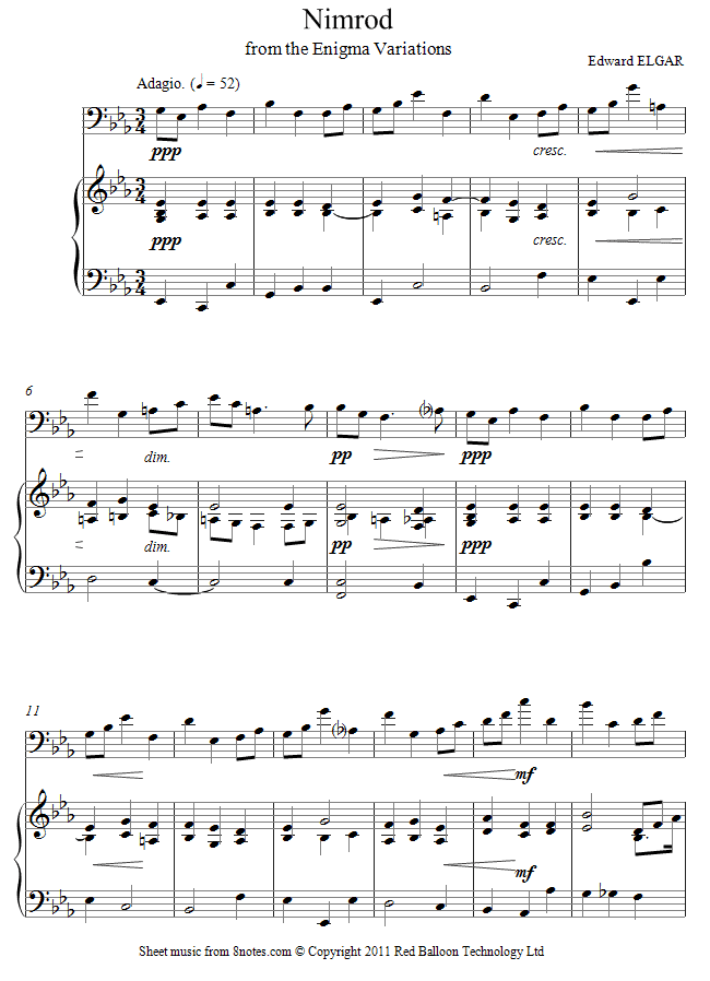 Elgar - Nimrod from Enigma Variations sheet music for Trombone Elgar - Nimrod from Enigma Variations sheet music for Trombone