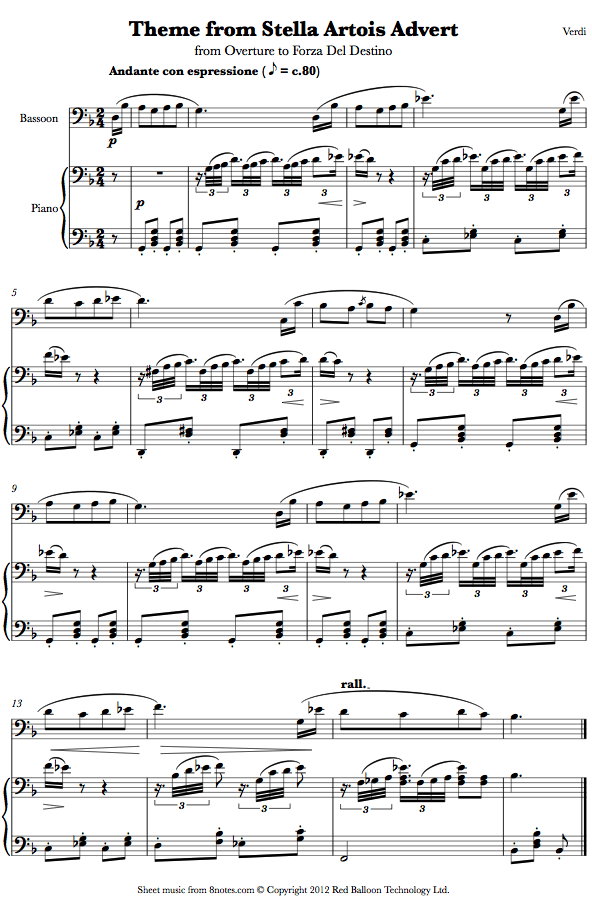 Giuseppe Verdi - Overture to Forza Del Destino(Theme from Stella Artois Advert ) sheet music for Trombone Giuseppe Verdi - Overture to Forza Del Destino(Theme from Stella Artois Advert ) sheet music for Trombone