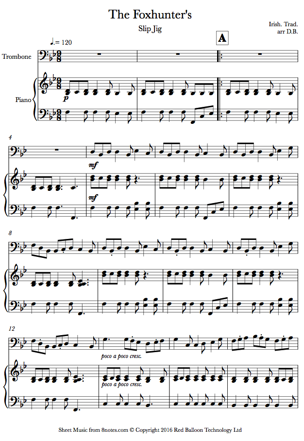 The Foxhunter's (Slip Jig) sheet music for Trombone
