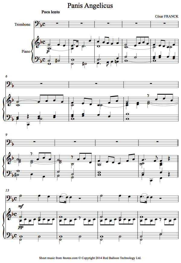 Franck - Panis Angelicus sheet music for Trombone Franck - Panis Angelicus sheet music for Trombone