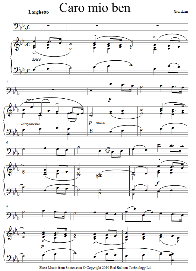 Giordano - Caro mio ben sheet music for Trombone Giordano - Caro mio ben sheet music for Trombone