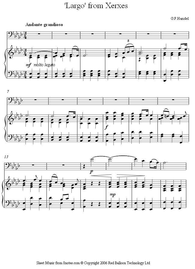 Handel - Largo from Xerxes sheet music for Trombone Handel - Largo from Xerxes sheet music for Trombone