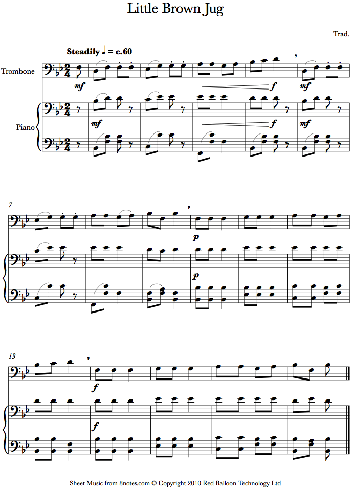 Little Brown Jug sheet music for Trombone Little Brown Jug sheet music for Trombone