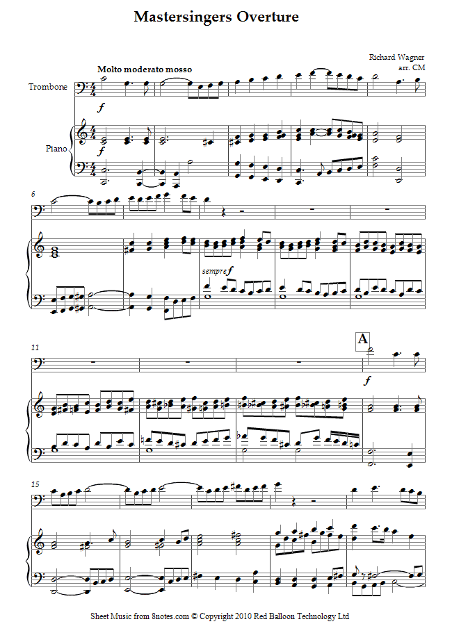 Wagner - Mastersingers Overture (Die Meistersinger) sheet music for Trombone Wagner - Mastersingers Overture (Die Meistersinger) sheet music for Trombone