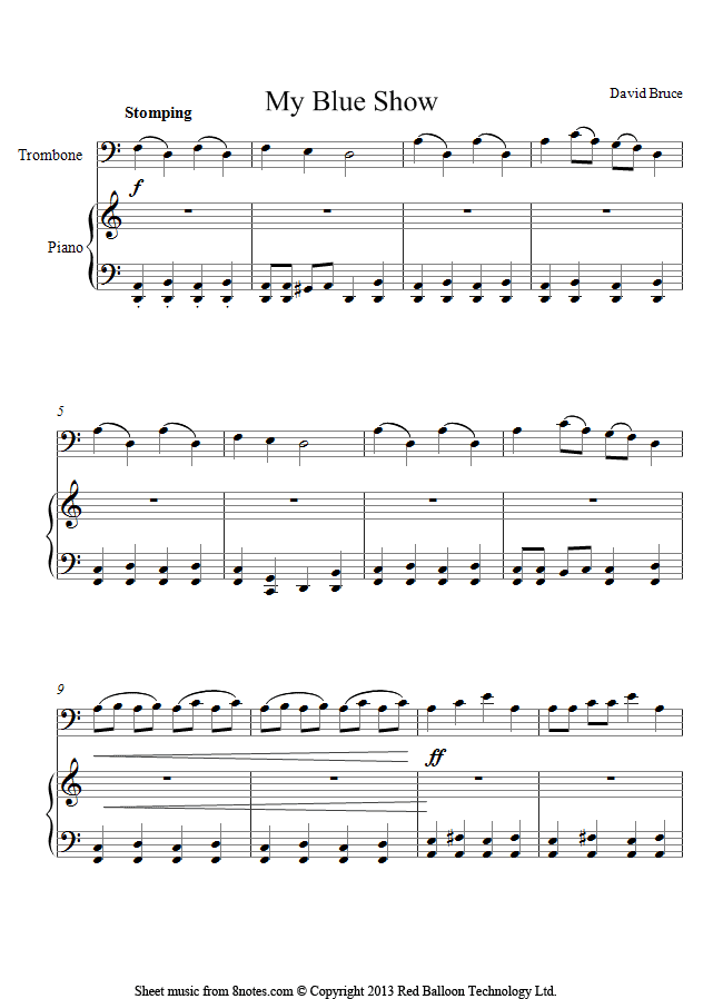 David Bruce - My Blue Shoe sheet music for Trombone David Bruce - My Blue Shoe sheet music for Trombone