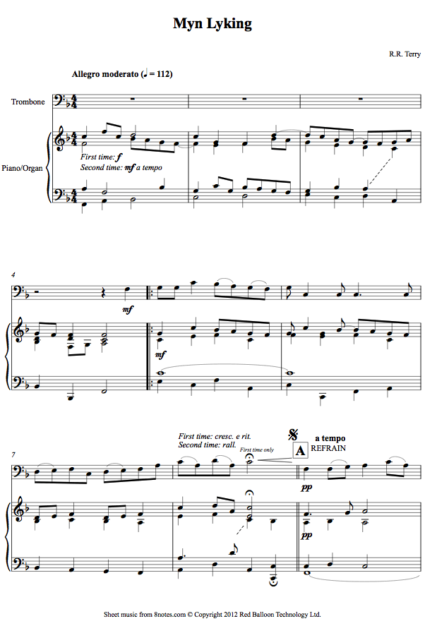 Terry - Myn Lyking sheet music for Trombone Terry - Myn Lyking sheet music for Trombone