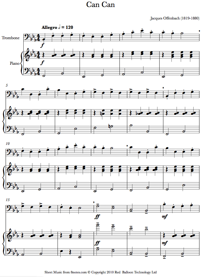Offenbach - Can Can from orpheus in the underworld sheet music for Trombone Offenbach - Can Can from orpheus in the underworld sheet music for Trombone