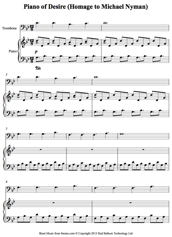 David Bruce - Piano of Desire (Homage to Michael Nyman) sheet music for Trombone David Bruce - Piano of Desire (Homage to Michael Nyman) sheet music for Trombone