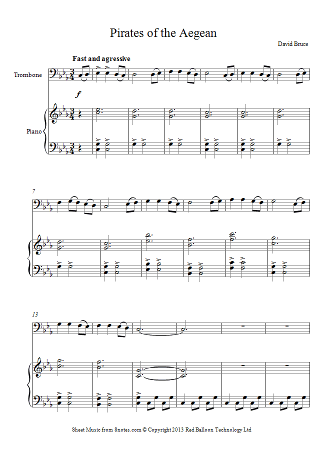 David Bruce - Pirates of the Aegean sheet music for Trombone David Bruce - Pirates of the Aegean sheet music for Trombone