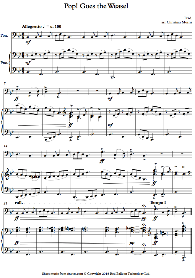 Pop Goes the Weasel sheet music for Trombone