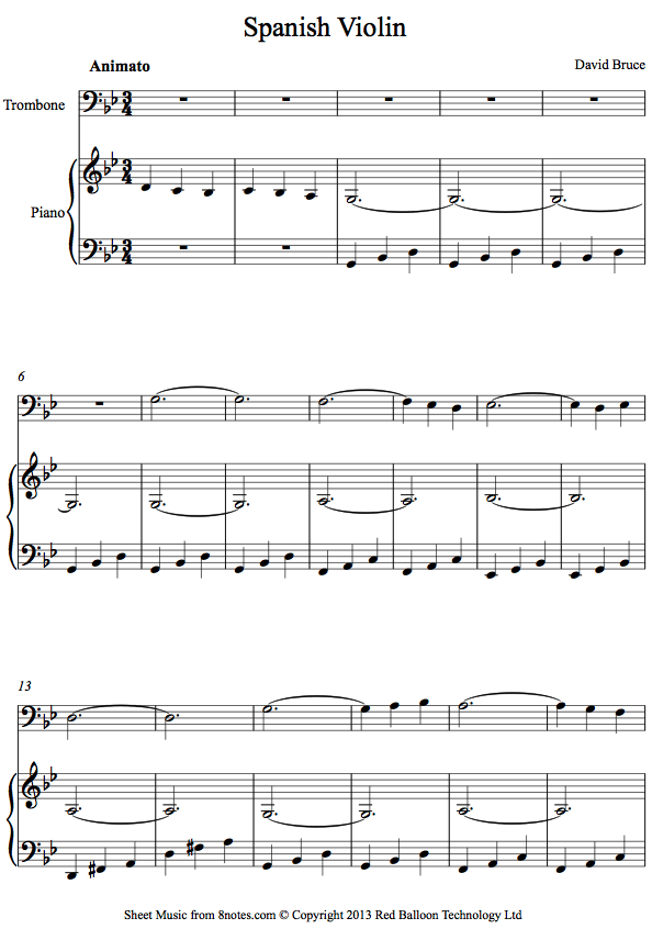 David Bruce - Spanish Violin sheet music for Trombone David Bruce - Spanish Violin sheet music for Trombone