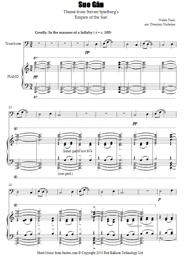 Theme from Empire of the Sun ( Suo Gan ) sheet music for Trombone Theme from Empire of the Sun ( Suo Gan ) sheet music for Trombone