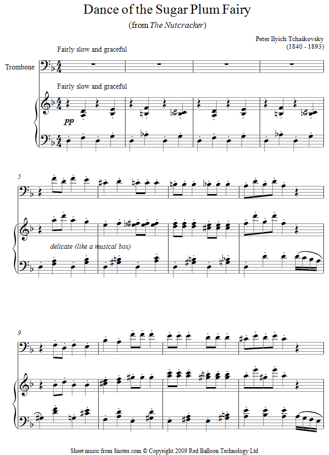 Tchaikovsky - Dance of the Sugar Plum Fairy sheet music for Trombone Tchaikovsky - Dance of the Sugar Plum Fairy sheet music for Trombone