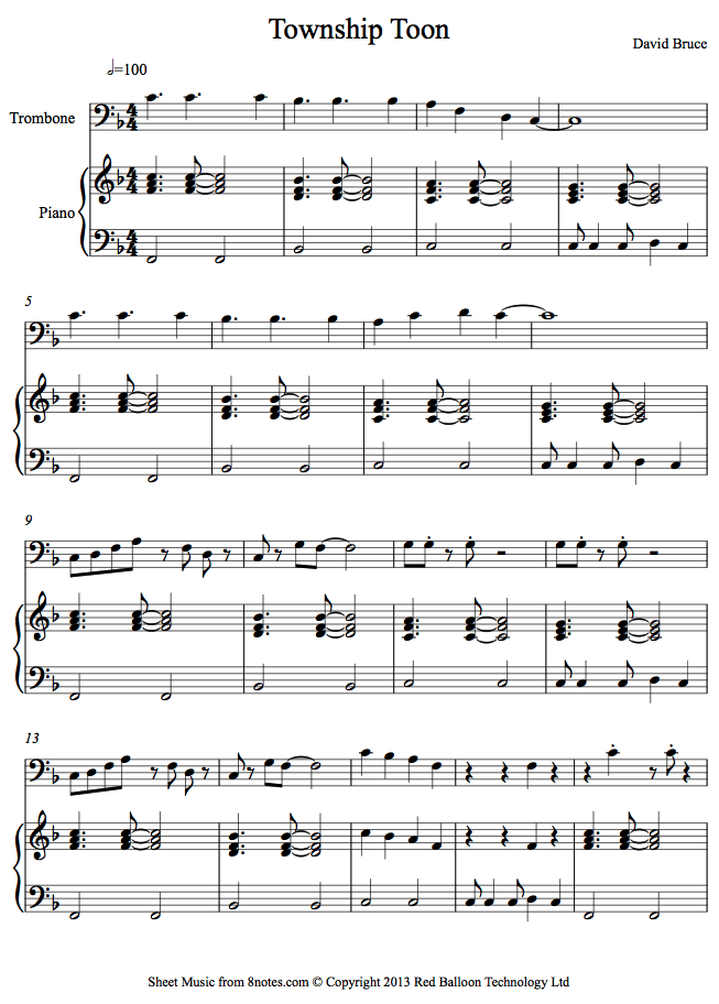 David Bruce - Township Toon sheet music for Trombone David Bruce - Township Toon sheet music for Trombone
