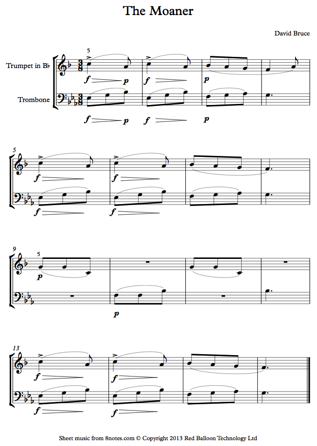 Bruce The Moaner sheet music for TrumpetTrombone Duet