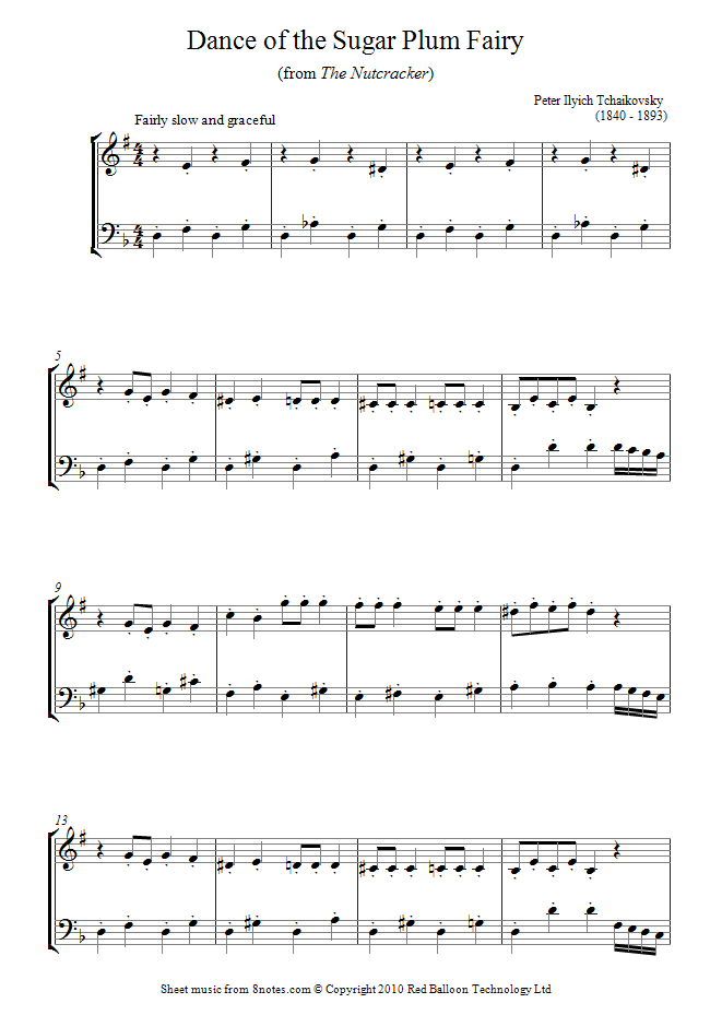 Tchaikovsky Dance of the Sugar Plum Fairy from the Nutcracker sheet