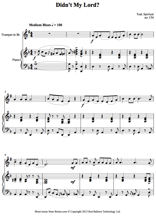 Didn't My Lord? (Spiritual) sheet music for Trumpet Didn't My Lord? (Spiritual) sheet music for Trumpet