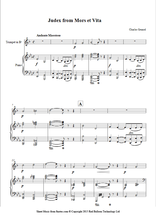 Gounod - Judex from Mors et Vita sheet music for Trumpet Gounod - Judex from Mors et Vita sheet music for Trumpet
