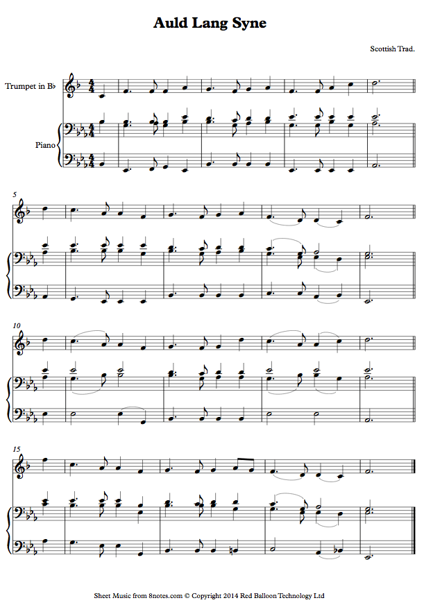 Auld Lang Syne sheet music for Trumpet Auld Lang Syne sheet music for Trumpet