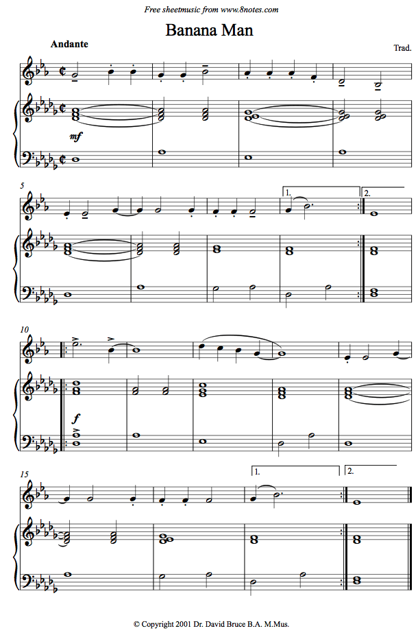 Banana Man sheet music for Trumpet Banana Man sheet music for Trumpet