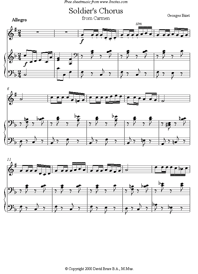 Bizet - Soldier's Chorus from Carmen sheet music for Trumpet Bizet - Soldier's Chorus from Carmen sheet music for Trumpet