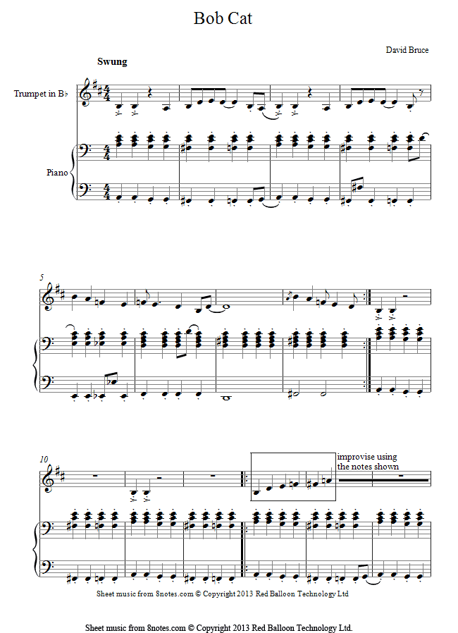 David Bruce - Bob Cat sheet music for Trumpet David Bruce - Bob Cat sheet music for Trumpet