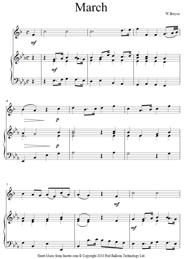 William Boyce - March sheet music for Trumpet William Boyce - March sheet music for Trumpet
