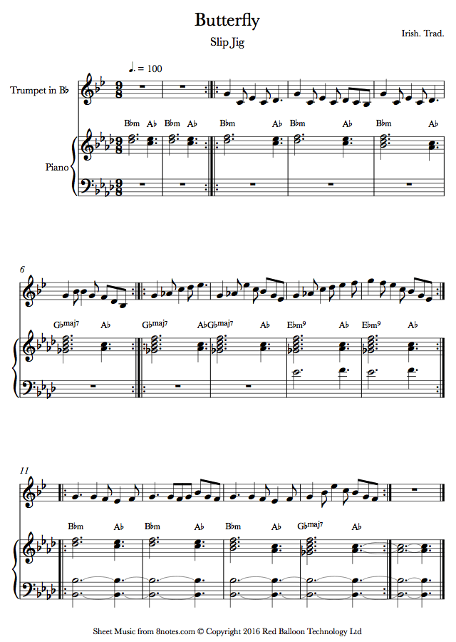 Butterfly (Slip Jig) sheet music for Trumpet