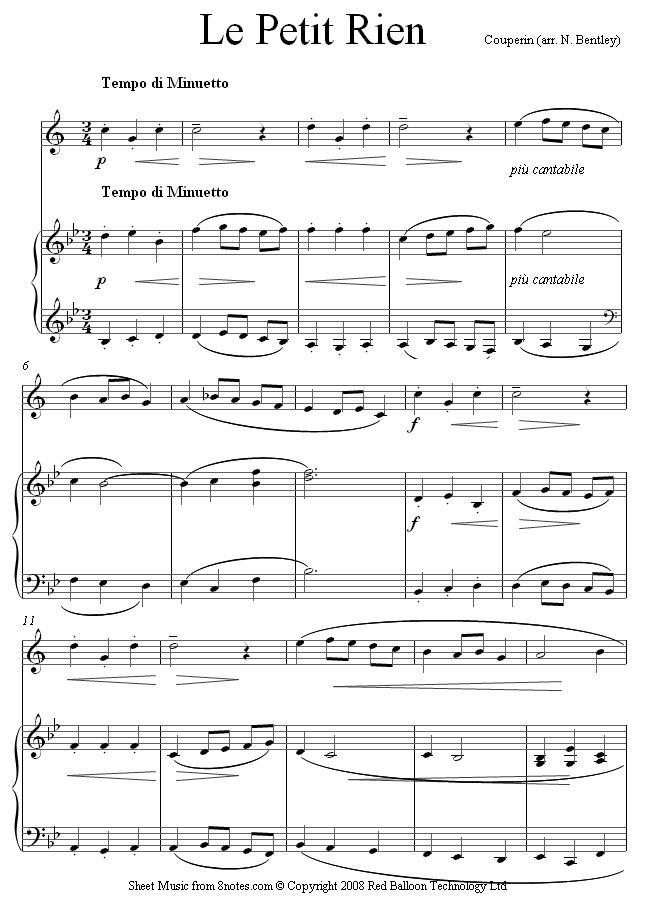 Couperin - Le Petit Rien sheet music for Trumpet Couperin - Le Petit Rien sheet music for Trumpet