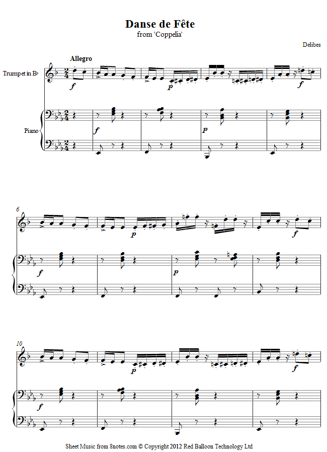 Delibes - Danse de Fete sheet music for Trumpet Delibes - Danse de Fete sheet music for Trumpet