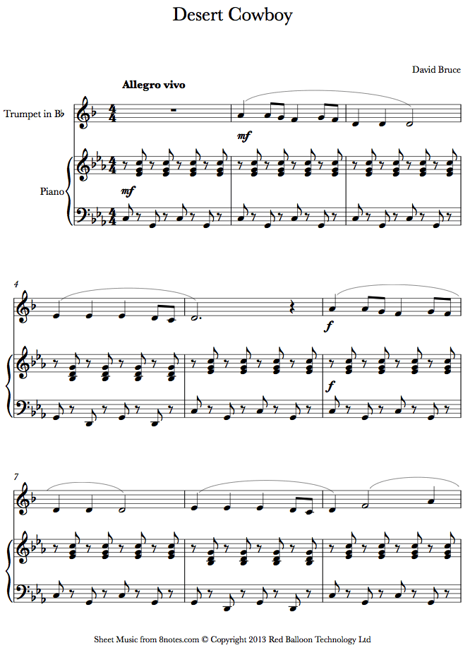 David Bruce - Desert Cowboy sheet music for Trumpet David Bruce - Desert Cowboy sheet music for Trumpet