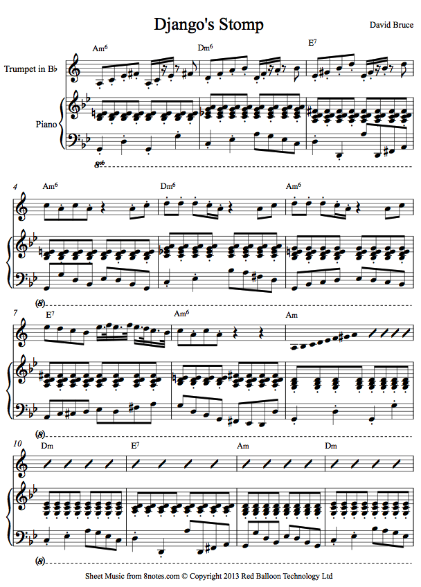 David Bruce - Django's Stomp sheet music for Trumpet David Bruce - Django's Stomp sheet music for Trumpet