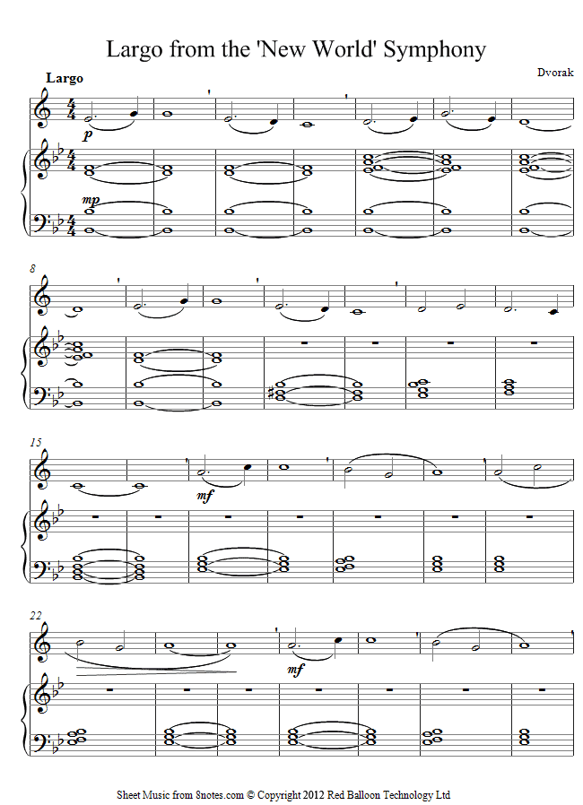 Dvořák - Largo from the New World Symphony sheet music for Trumpet Dvořák - Largo from the New World Symphony sheet music for Trumpet