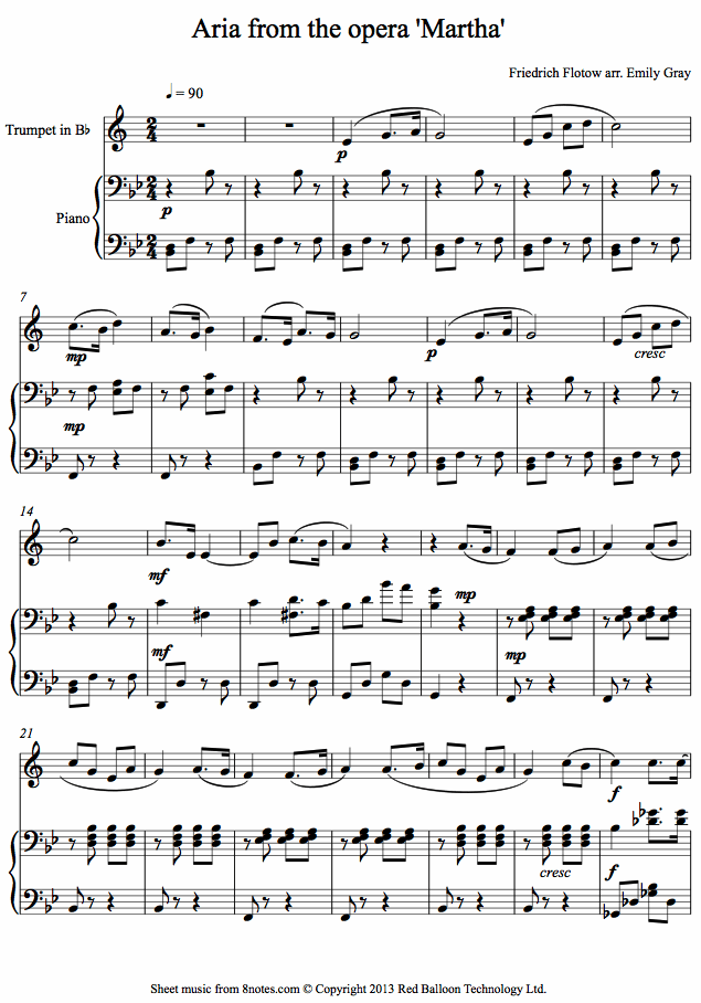 Flotow - Aria from Martha sheet music for Trumpet Flotow - Aria from Martha sheet music for Trumpet