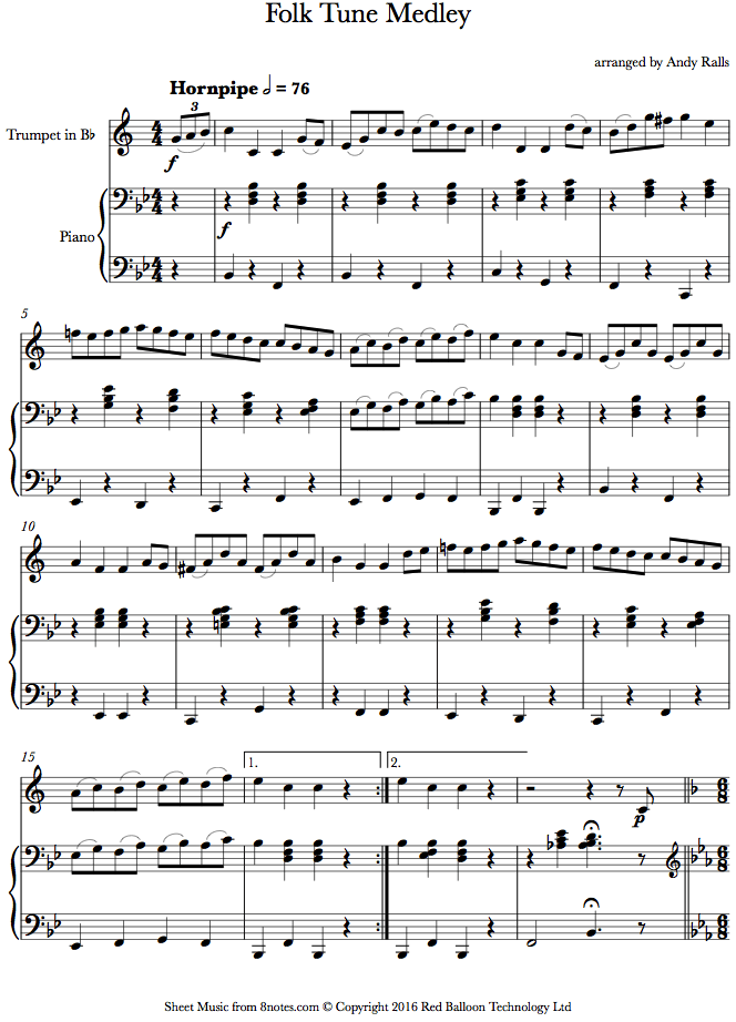 Folk Song Medley sheet music for Trumpet Folk Song Medley sheet music for Trumpet
