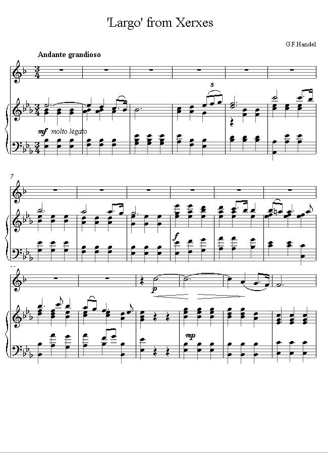 Handel - Largo from Xerxes sheet music for Trumpet Handel - Largo from Xerxes sheet music for Trumpet
