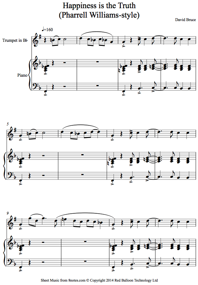 Pharrell Williams - Happiness is the Truth (Pharrell Williams-style) sheet music for Trumpet Pharrell Williams - Happiness is the Truth (Pharrell Williams-style) sheet music for Trumpet