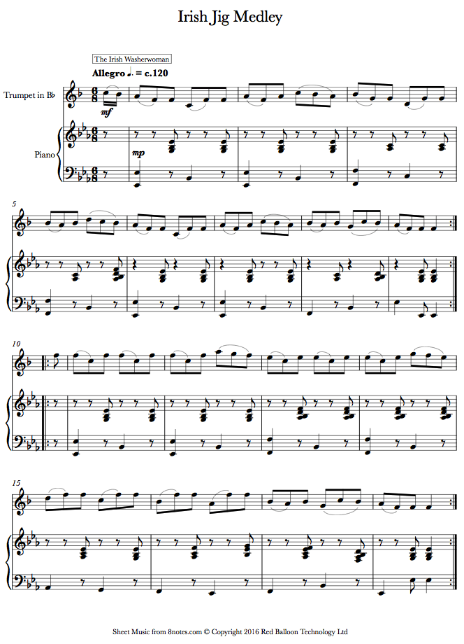 Irish Jig Medley sheet music for Trumpet Irish Jig Medley sheet music for Trumpet