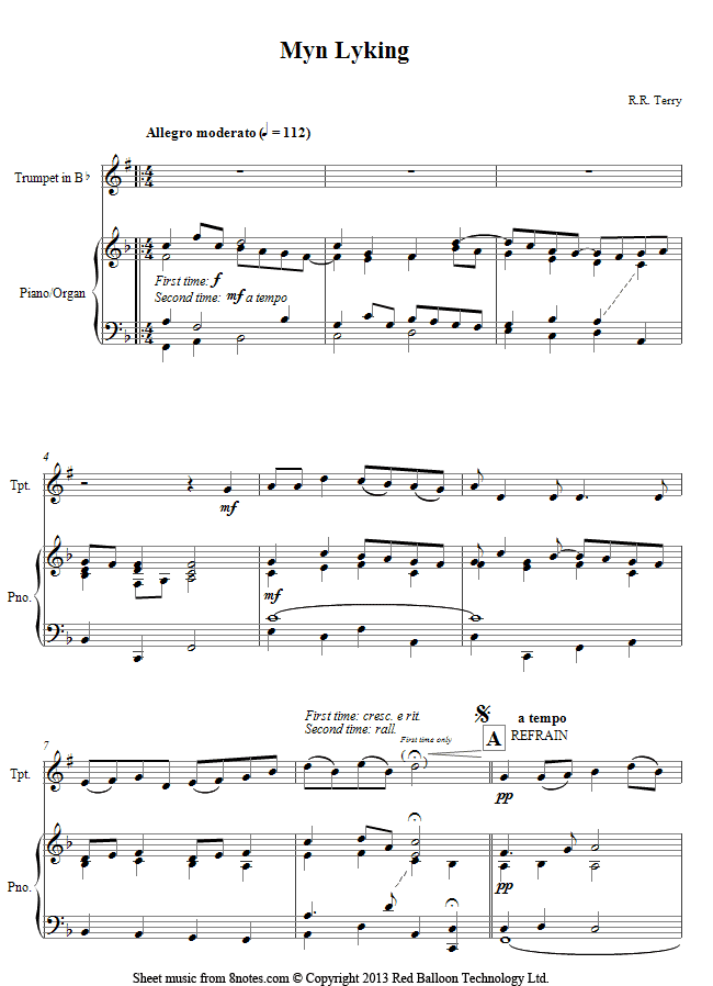 Terry - Myn Lyking sheet music for Trumpet Terry - Myn Lyking sheet music for Trumpet