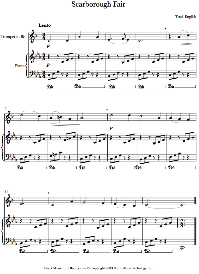 Scarborough Fair sheet music for Trumpet Scarborough Fair sheet music for Trumpet