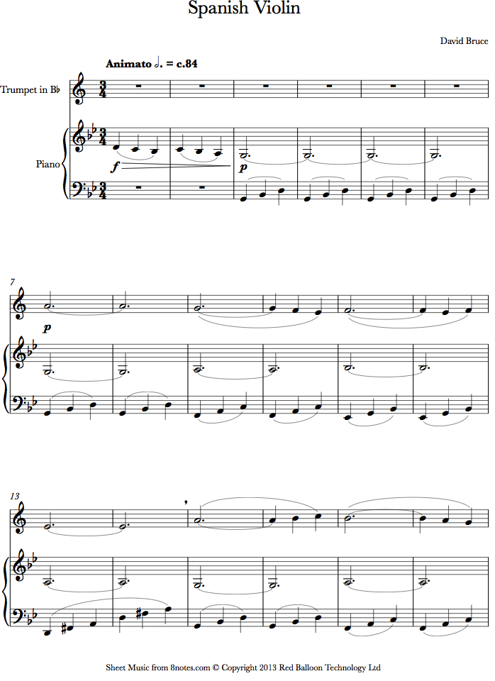 David Bruce - Spanish Violin sheet music for Trumpet David Bruce - Spanish Violin sheet music for Trumpet