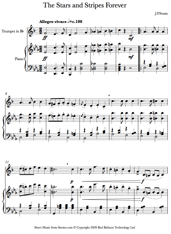 Sousa - The Stars and Stripes Forever sheet music for Trumpet Sousa - The Stars and Stripes Forever sheet music for Trumpet